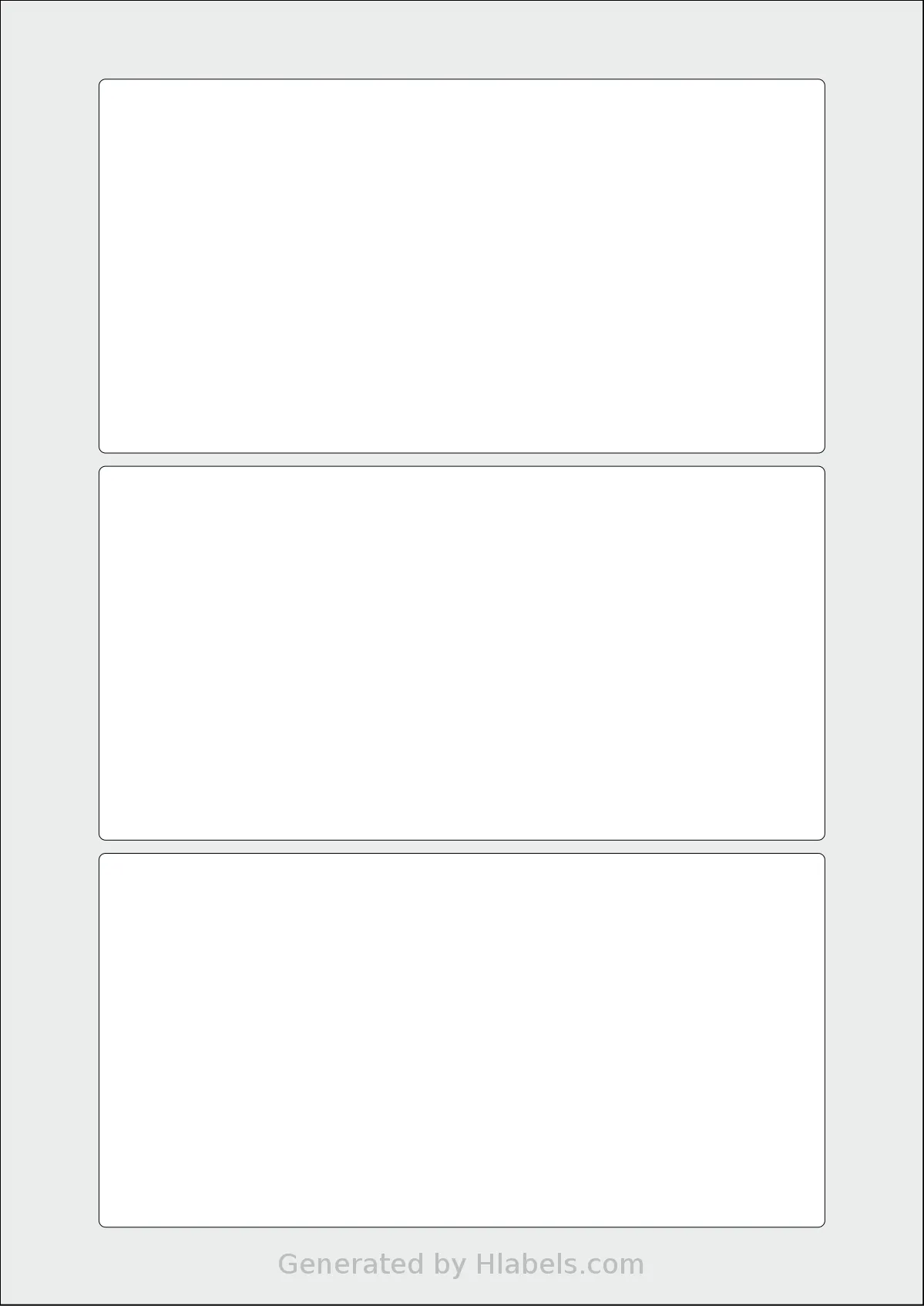 Flexilabels® FP3 template with 3 rectangular 165 x 85 millimeter labels per sheet, on A4-size adhesive blank label sheets.