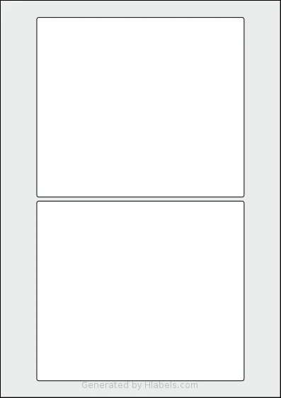 Flexilabels® FPF2 template with 2 rectangular 155 x 134 millimeter labels per sheet, on A4-size adhesive blank label sheets.