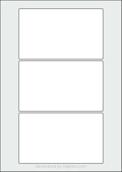 Flexilabels® FPF3 template with 3 rectangular 145 x 87 millimeter labels per sheet, on A4-size adhesive blank label sheets.