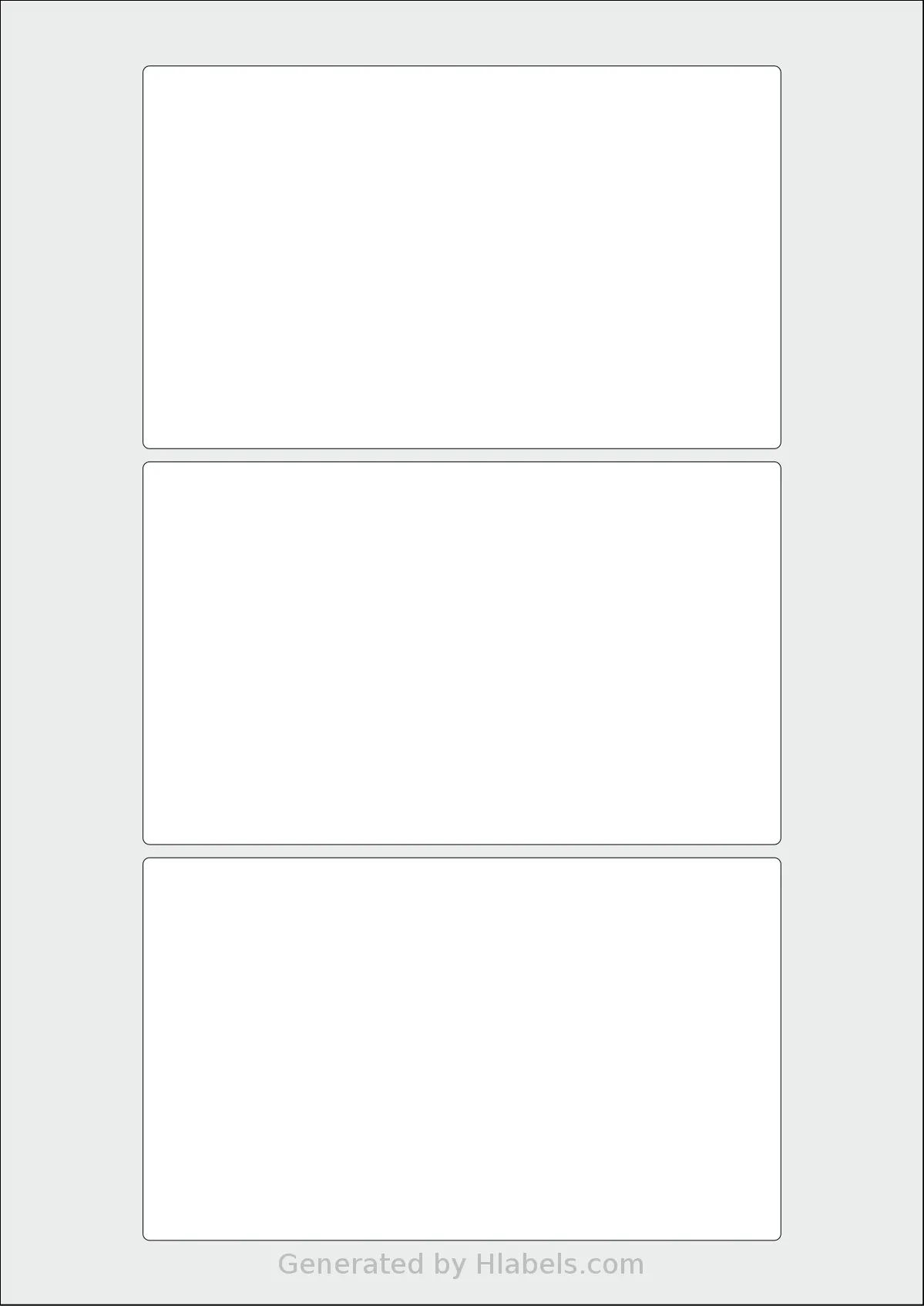 Flexilabels® FPF3 template with 3 rectangular 145 x 87 millimeter labels per sheet, on A4-size adhesive blank label sheets.
