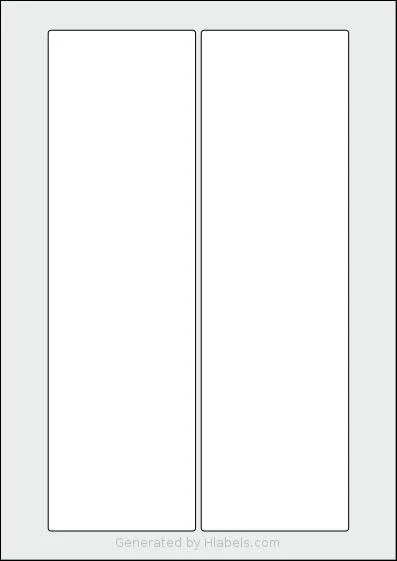 Flexilabels® FQ2 template with 2 rectangular 78 x 265 millimeter labels per sheet, on A4-size adhesive blank label sheets.