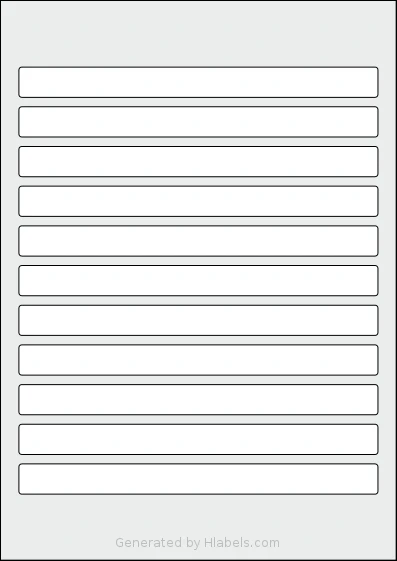 Flexilabels® FR11 template with 11 rectangular 190 x 16 millimeter labels per sheet, on A4-size adhesive blank label sheets.