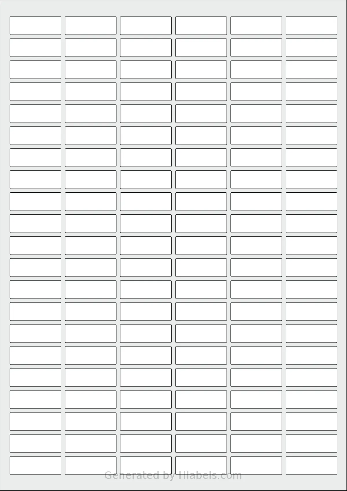 Flexilabels® FR126 template with 126 rectangular 31 x 11 millimeter labels per sheet, on A4-size adhesive blank label sheets.