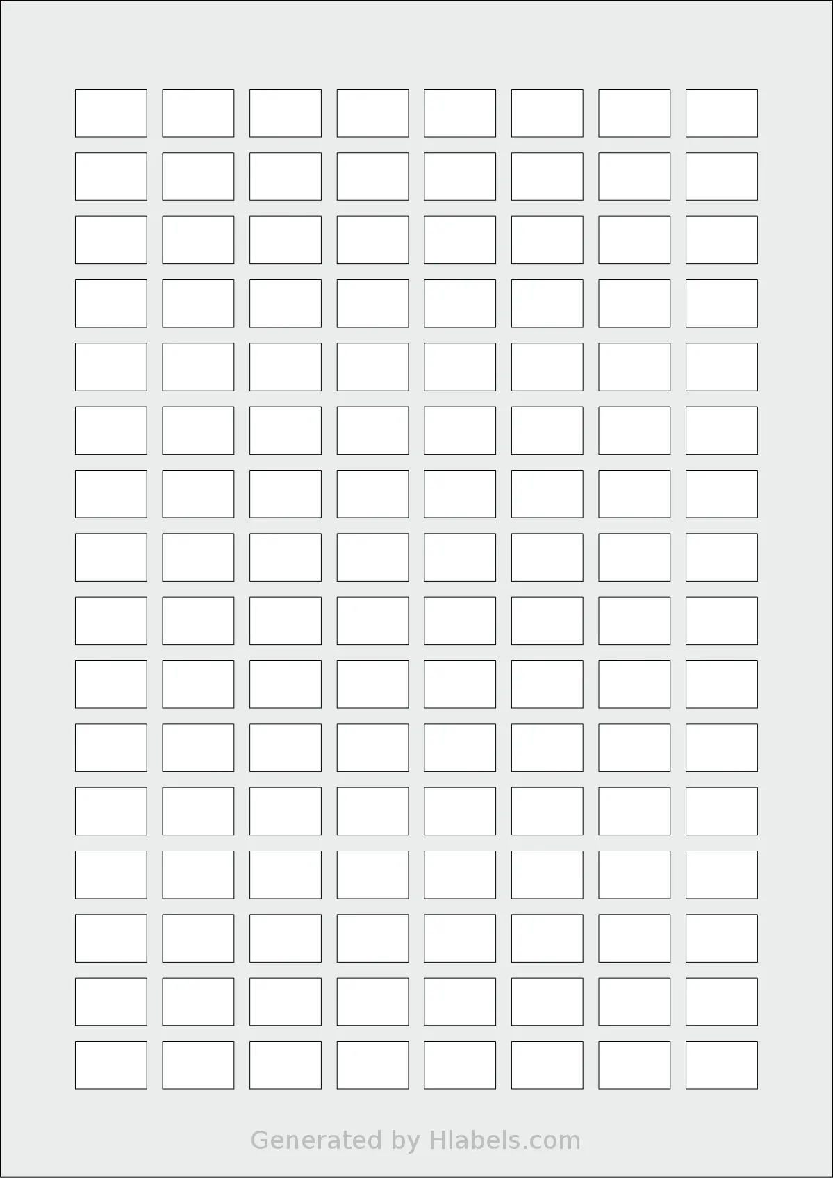 Flexilabels® FR128 template with 128 rectangular 18 x 12 millimeter labels per sheet, on A4-size adhesive blank label sheets.