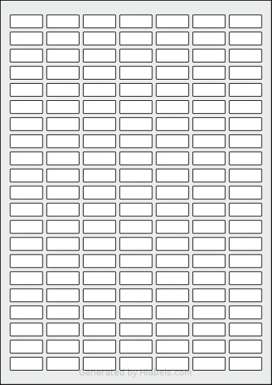 Flexilabels® FR147 template with 147 rectangular 25 x 10 millimeter labels per sheet, on A4-size adhesive blank label sheets.