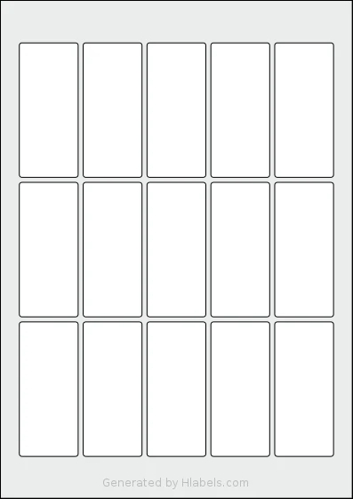 Flexilabels® FR15 template with 15 rectangular 35 x 80 millimeter labels per sheet, on A4-size adhesive blank label sheets.
