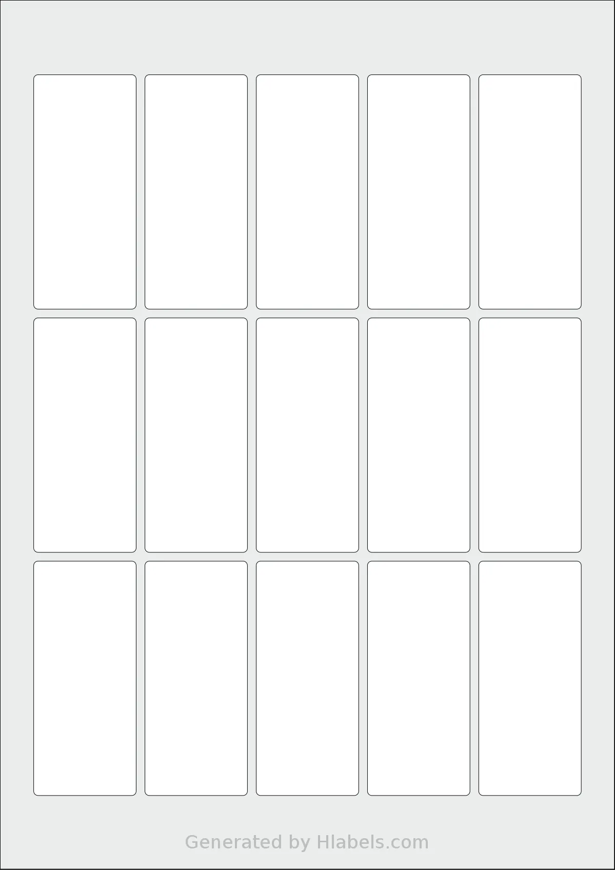 Flexilabels® FR15 template with 15 rectangular 35 x 80 millimeter labels per sheet, on A4-size adhesive blank label sheets.