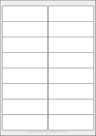Flexilabels® FR16 template with 16 rectangular 99.1 x 33.9 millimeter labels per sheet, on A4-size adhesive blank label sheets.