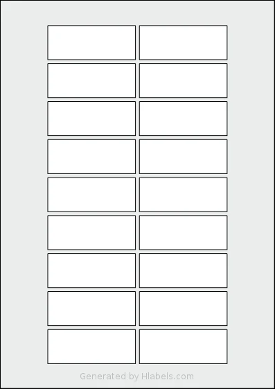 Flexilabels® FR18 template with 18 rectangular 67 x 26 millimeter labels per sheet, on A4-size adhesive blank label sheets.