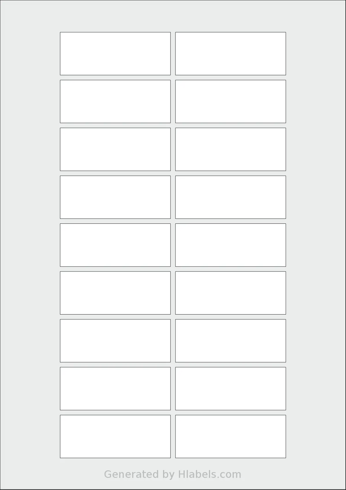 Flexilabels® FR18 template with 18 rectangular 67 x 26 millimeter labels per sheet, on A4-size adhesive blank label sheets.