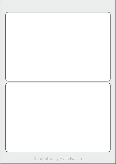 Flexilabels® FR190 template with 2 rectangular 190 x 125 millimeter labels per sheet, on A4-size adhesive blank label sheets.