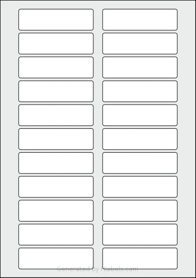 Flexilabels® FR22 template with 22 rectangular 80 x 22.5 millimeter labels per sheet, on A4-size adhesive blank label sheets.