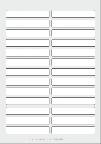 Flexilabels® FR26 template with 26 rectangular 90 x 15 millimeter labels per sheet, on A4-size adhesive blank label sheets.