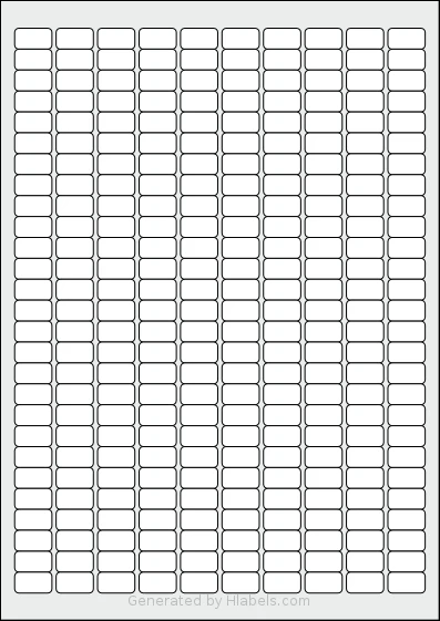 Flexilabels® FR270 template with 270 rectangular 17.8 x 10 millimeter labels per sheet, on A4-size adhesive blank label sheets.