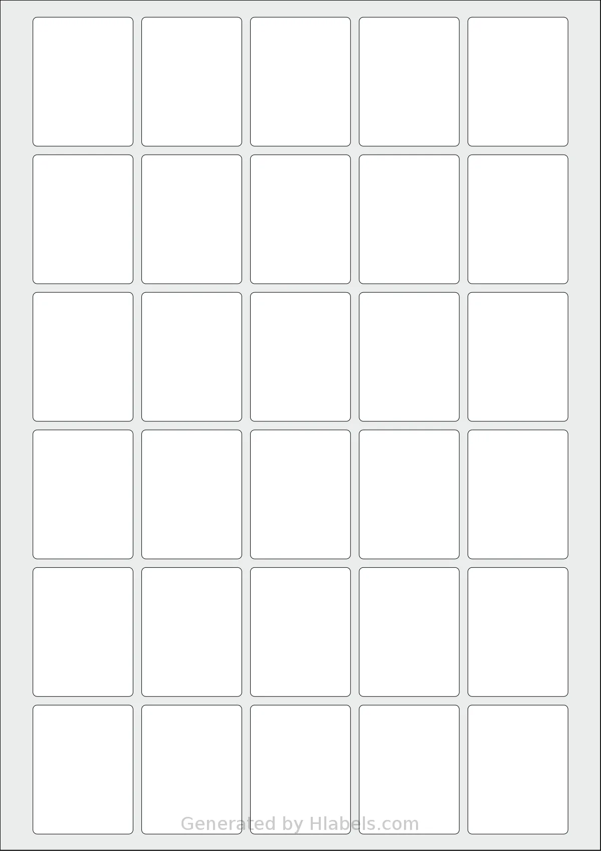 Flexilabels® FR30 template with 30 rectangular 35 x 45 millimeter labels per sheet, on A4-size adhesive blank label sheets.