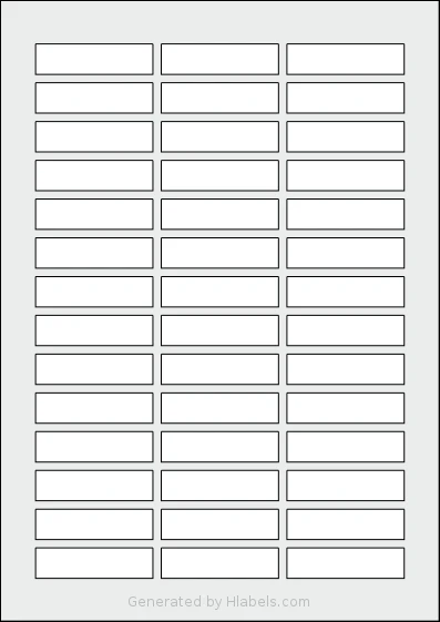 Flexilabels® FR42 template with 42 rectangular 56 x 14.5 millimeter labels per sheet, on A4-size adhesive blank label sheets.