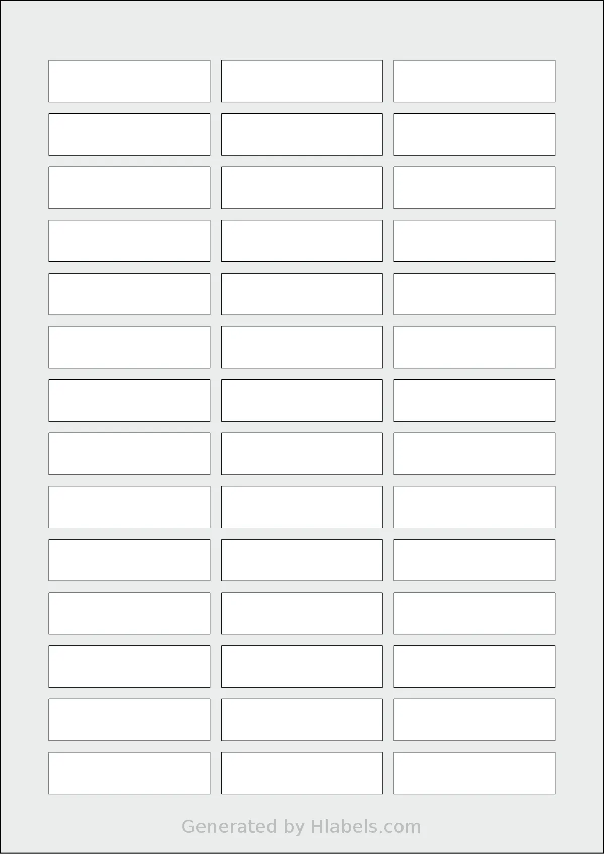 Flexilabels® FR42 template with 42 rectangular 56 x 14.5 millimeter labels per sheet, on A4-size adhesive blank label sheets.