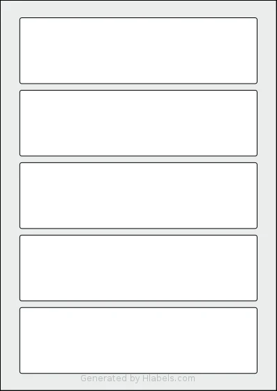 Flexilabels® FR5 Template Flexilabels® FR5 template with 5 rectangular 180 x 50 millimeter labels per sheet, on A4-size adhesive blank label sheets.