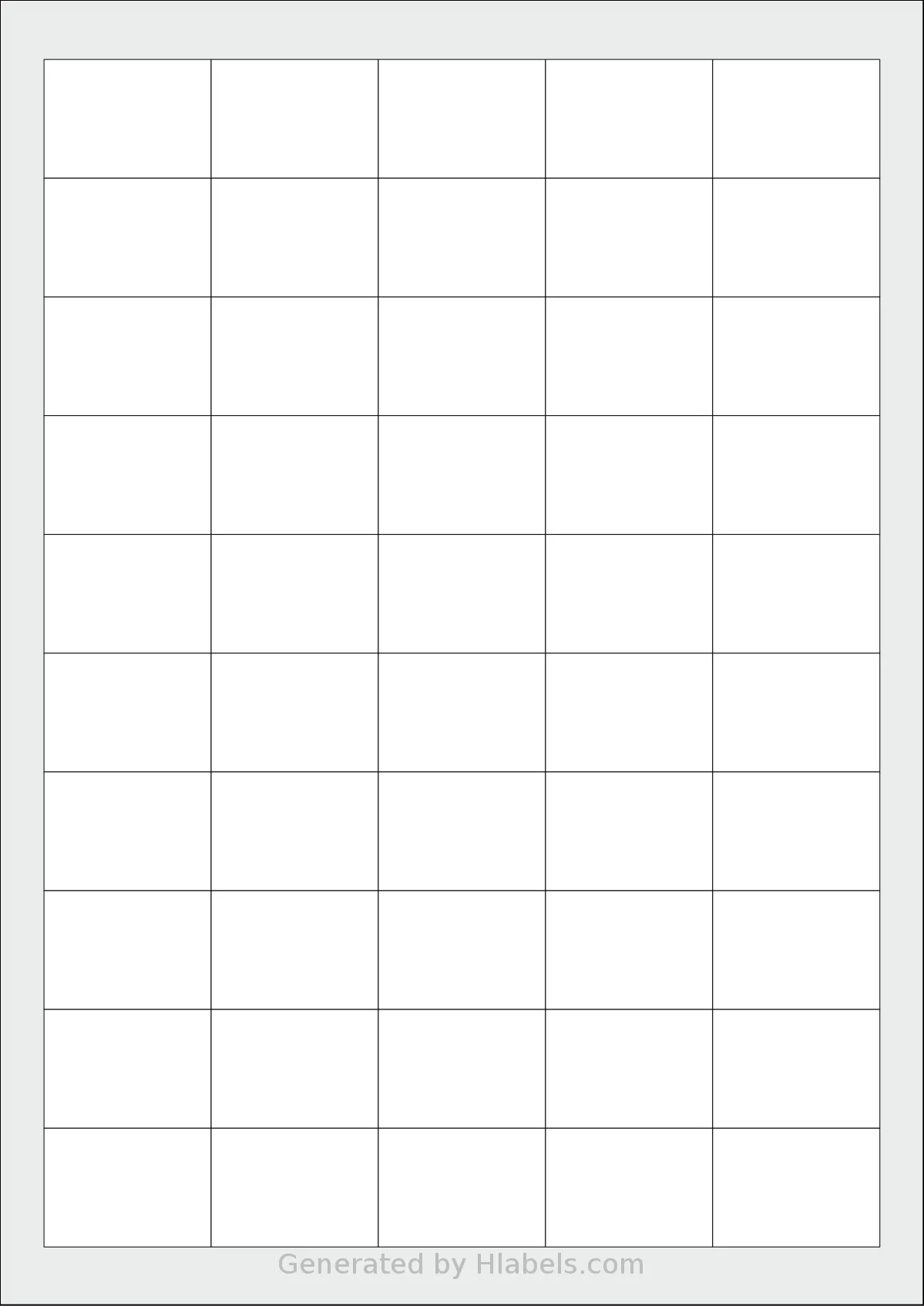 Flexilabels® FR50 template with 50 rectangular 38 x 27 millimeter labels per sheet, on A4-size adhesive blank label sheets.