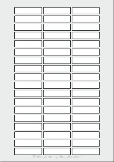 Flexilabels® FR54 template with 54 rectangular 50 x 12 millimeter labels per sheet, on A4-size adhesive blank label sheets.