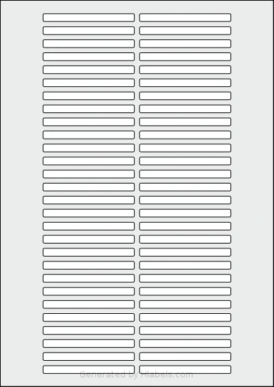Flexilabels® FR56 template with 56 rectangular 70 x 6 millimeter labels per sheet, on A4-size adhesive blank label sheets.