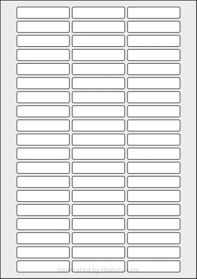 Flexilabels® FR57 template with 57 rectangular 56 x 12 millimeter labels per sheet, on A4-size adhesive blank label sheets.