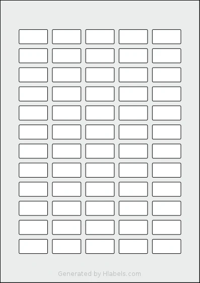 Flexilabels® FR60 template with 60 rectangular 30 x 15 millimeter labels per sheet, on A4-size adhesive blank label sheets.