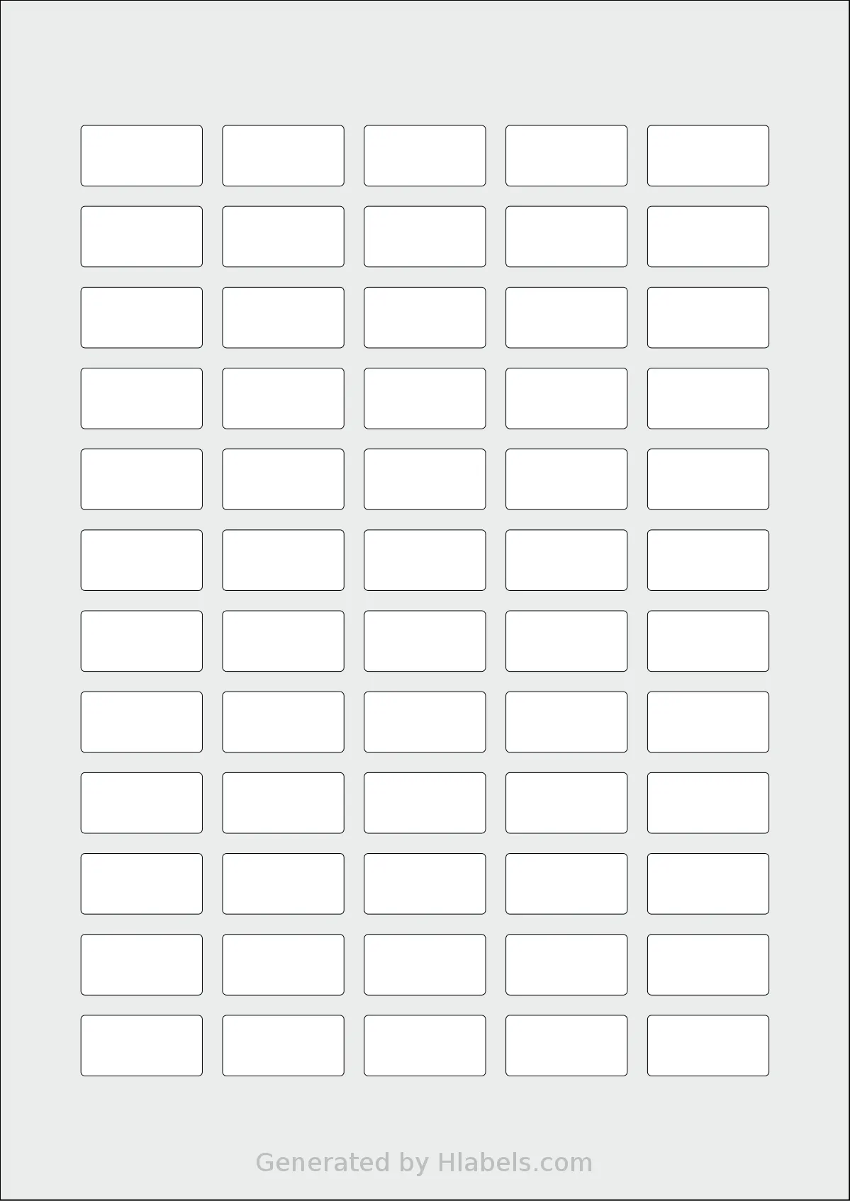 Flexilabels® FR60 template with 60 rectangular 30 x 15 millimeter labels per sheet, on A4-size adhesive blank label sheets.