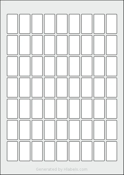 Flexilabels® FR63 template with 63 rectangular 18 x 33 millimeter labels per sheet, on A4-size adhesive blank label sheets.