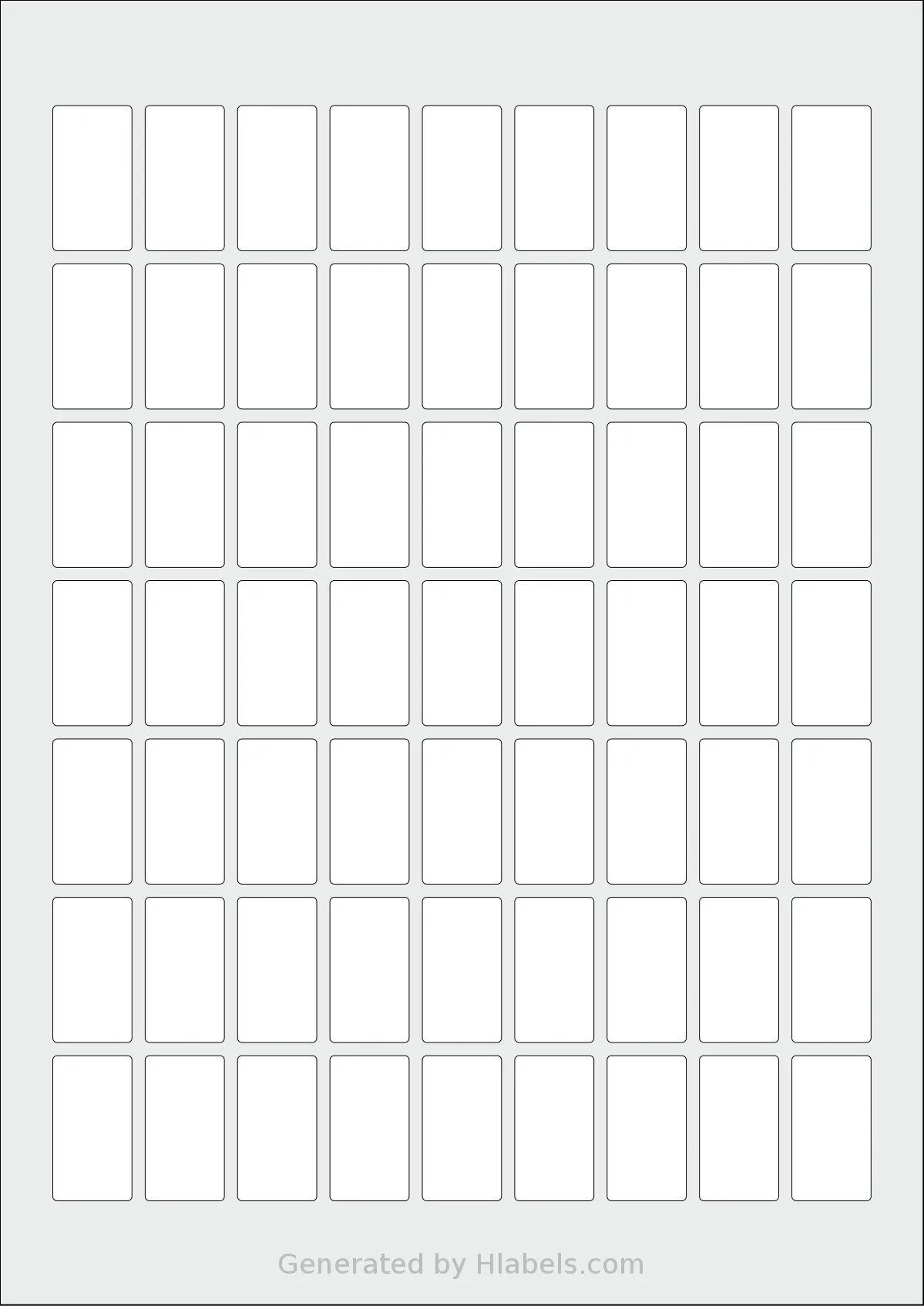 Flexilabels® FR63 template with 63 rectangular 18 x 33 millimeter labels per sheet, on A4-size adhesive blank label sheets.