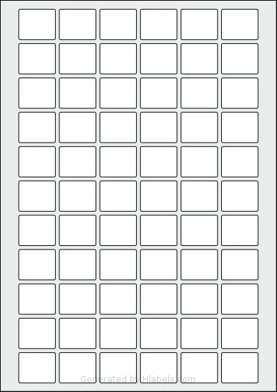 Flexilabels® FR66 template with 66 rectangular 27.75 x 23 millimeter labels per sheet, on A4-size adhesive blank label sheets.