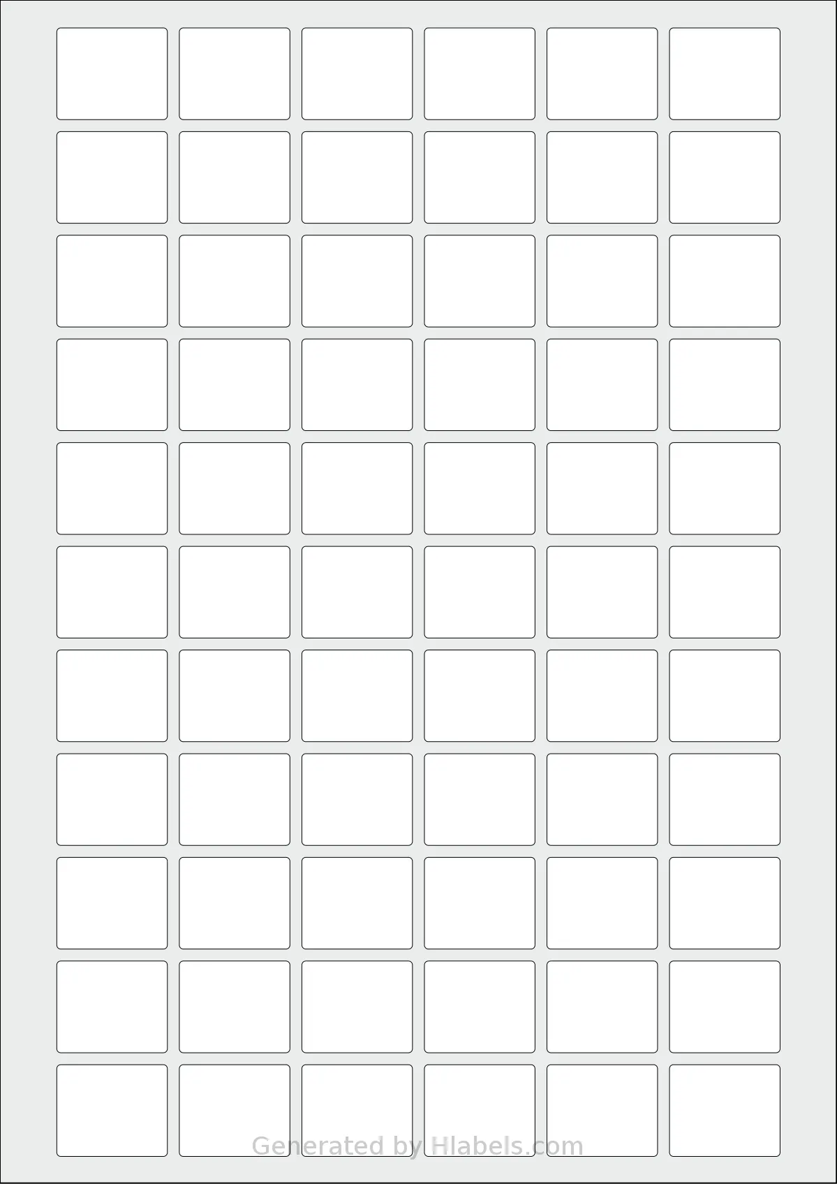 Flexilabels® FR66 template with 66 rectangular 27.75 x 23 millimeter labels per sheet, on A4-size adhesive blank label sheets.