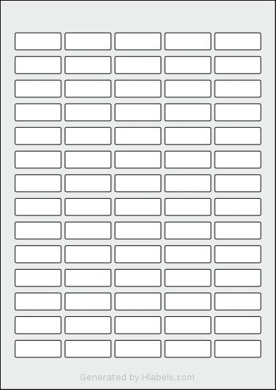 Flexilabels® FR70 template with 70 rectangular 35 x 13 millimeter labels per sheet, on A4-size adhesive blank label sheets.