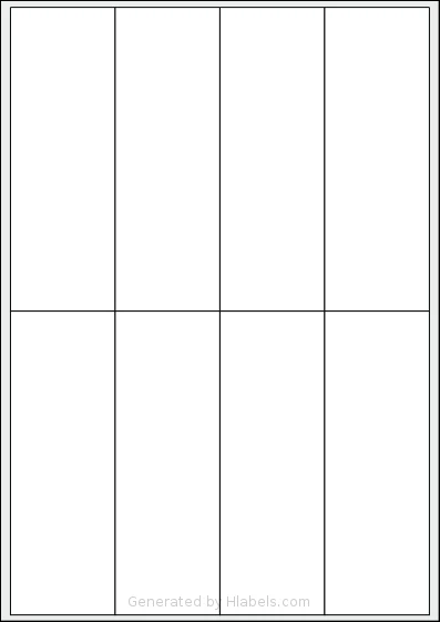 Flexilabels® FR8 template with 8 rectangular 50 x 145 millimeter labels per sheet, on A4-size adhesive blank label sheets.