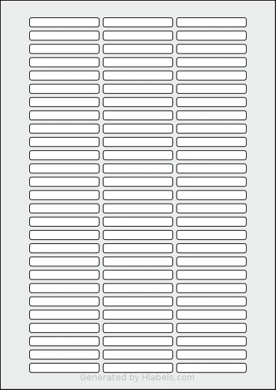 Flexilabels® FR81 template with 81 rectangular 53 x 7 millimeter labels per sheet, on A4-size adhesive blank label sheets.