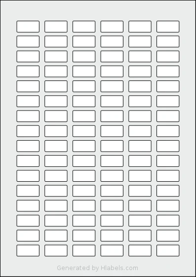 Flexilabels® FR96 template with 96 rectangular 24 x 12 millimeter labels per sheet, on A4-size adhesive blank label sheets.