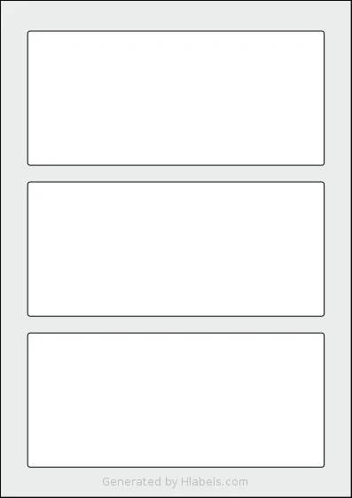 Flexilabels® FRA3 template with 3 rectangular 177 x 80 millimeter labels per sheet, on A4-size adhesive blank label sheets.