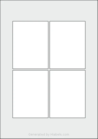 Flexilabels® FRAG4 template with 4 rectangular 76.2 x 101.6 millimeter labels per sheet, on A4-size adhesive blank label sheets.