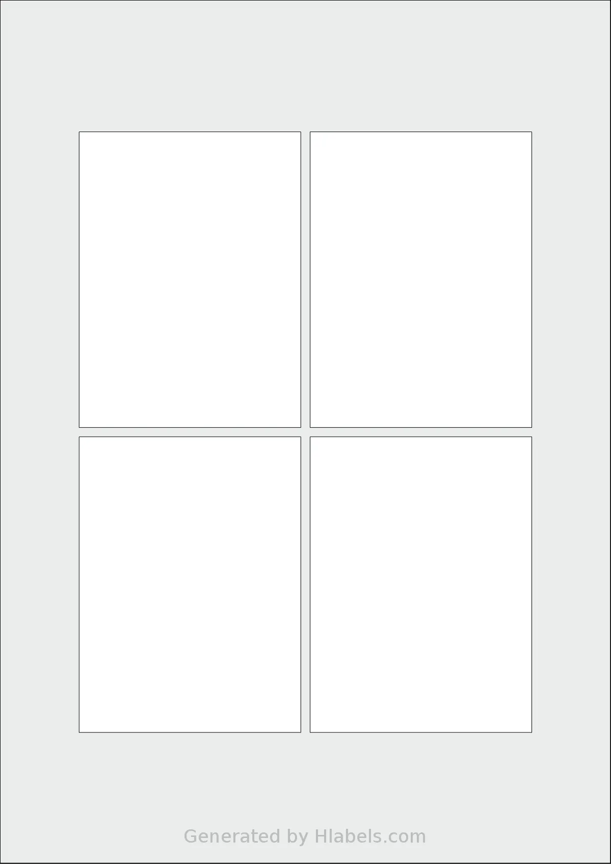 Flexilabels® FRAG4 template with 4 rectangular 76.2 x 101.6 millimeter labels per sheet, on A4-size adhesive blank label sheets.