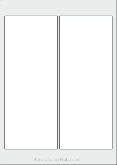 Flexilabels® FRB2 template with 2 rectangular 95 x 240 millimeter labels per sheet, on A4-size adhesive blank label sheets.