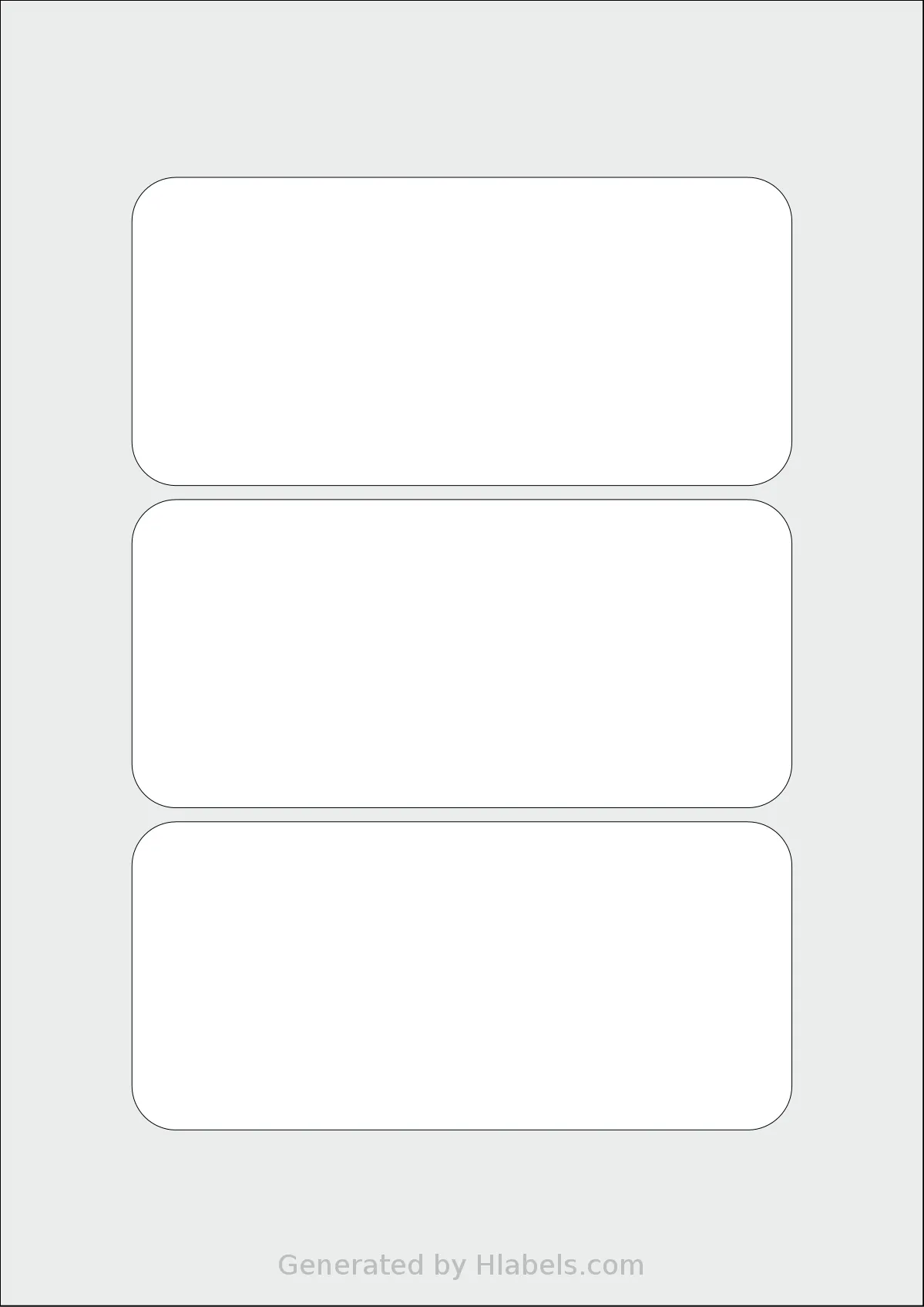 Flexilabels® FRB3 template with 3 rectangular 150 x 70 millimeter labels per sheet, on A4-size adhesive blank label sheets.