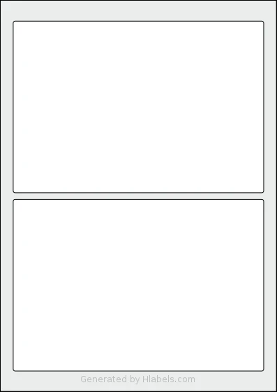 Flexilabels® FRD2 template with 2 rectangular 190 x 130 millimeter labels per sheet, on A4-size adhesive blank label sheets.
