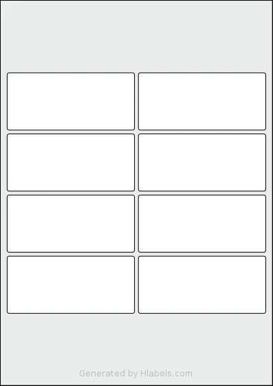 Flexilabels® FRD8 template with 8 rectangular 98 x 44 millimeter labels per sheet, on A4-size adhesive blank label sheets.