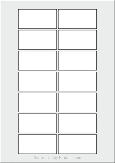 Flexilabels® FRE14 template with 14 rectangular 70 x 35 millimeter labels per sheet, on A4-size adhesive blank label sheets.