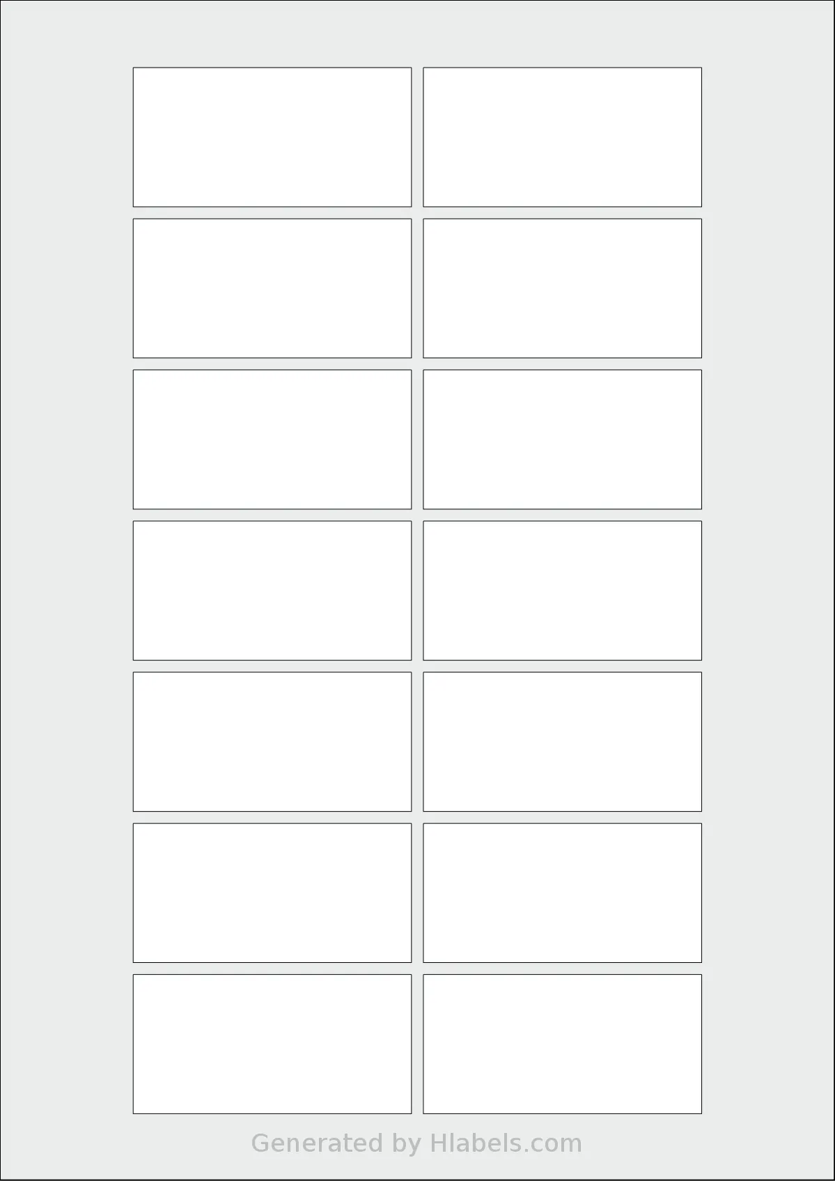 Flexilabels® FRE14 template with 14 rectangular 70 x 35 millimeter labels per sheet, on A4-size adhesive blank label sheets.