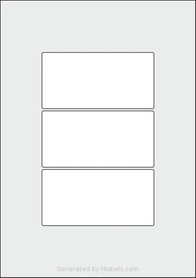 Flexilabels® FRE3 template with 3 rectangular 120 x 60 millimeter labels per sheet, on A4-size adhesive blank label sheets.