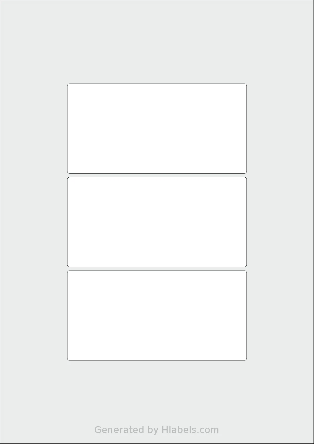 Flexilabels® FRE3 template with 3 rectangular 120 x 60 millimeter labels per sheet, on A4-size adhesive blank label sheets.