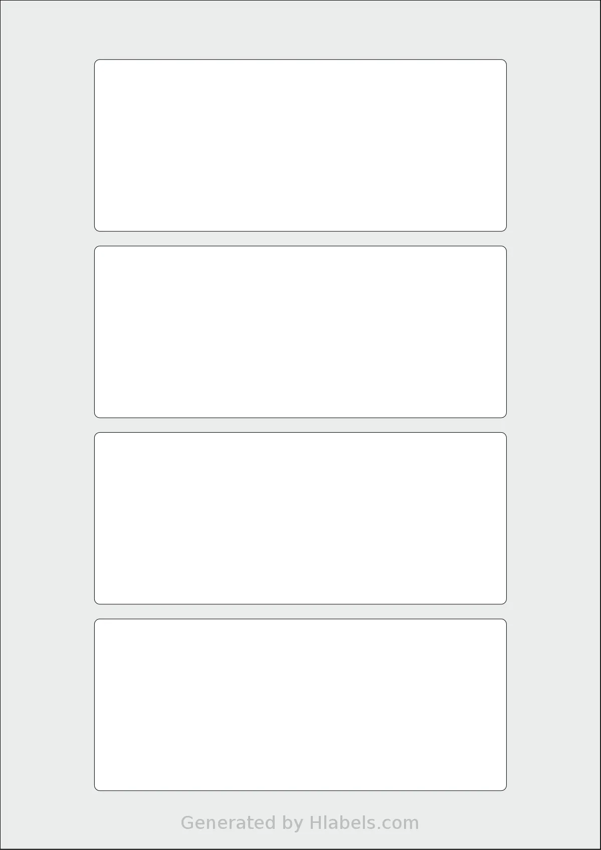 Flexilabels® FRG4 template with 4 rectangular 144 x 60 millimeter labels per sheet, on A4-size adhesive blank label sheets.