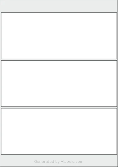 Flexilabels® FRH3 template with 3 rectangular 206 x 82 millimeter labels per sheet, on A4-size adhesive blank label sheets.