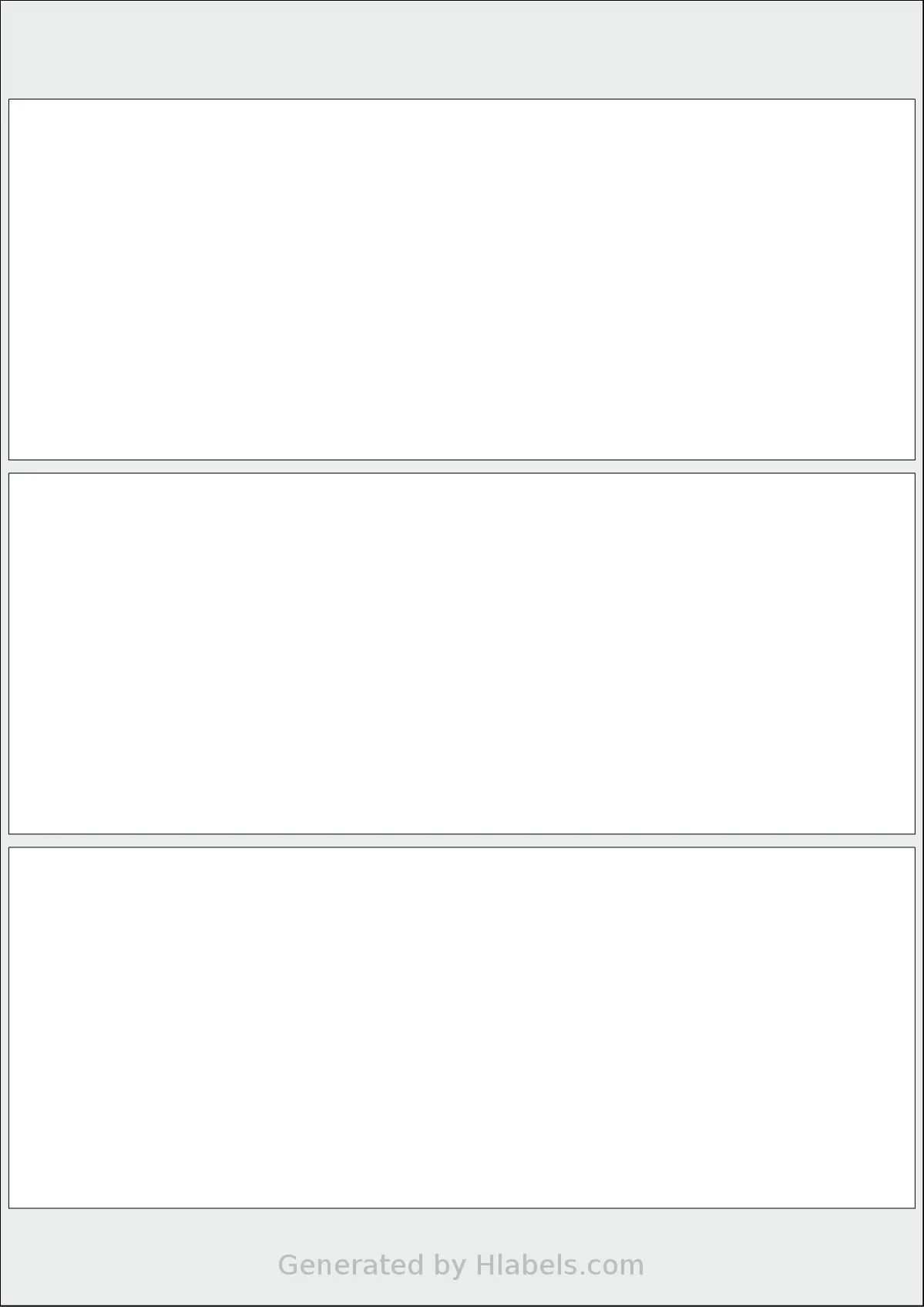 Flexilabels® FRH3 template with 3 rectangular 206 x 82 millimeter labels per sheet, on A4-size adhesive blank label sheets.